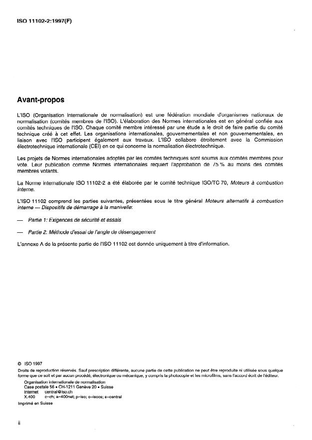 ISO 11102-2:1997 ISO 11102-2:1997 - Moteurs alternatifs a combustion interne -- Dispositifs de démarrage a la manivelle - Page 2 preview