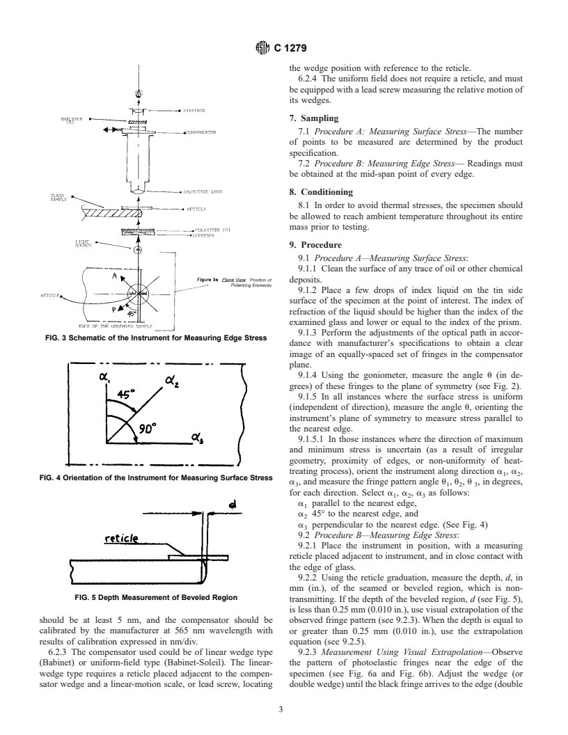 ASTM C1279-00 - Standard Test Method for Non-Destructive Photoelastic Measurement of Edge and Surface Stresses in Annealed, Heat-Strengthened, and Fully Tempered Flat Glass