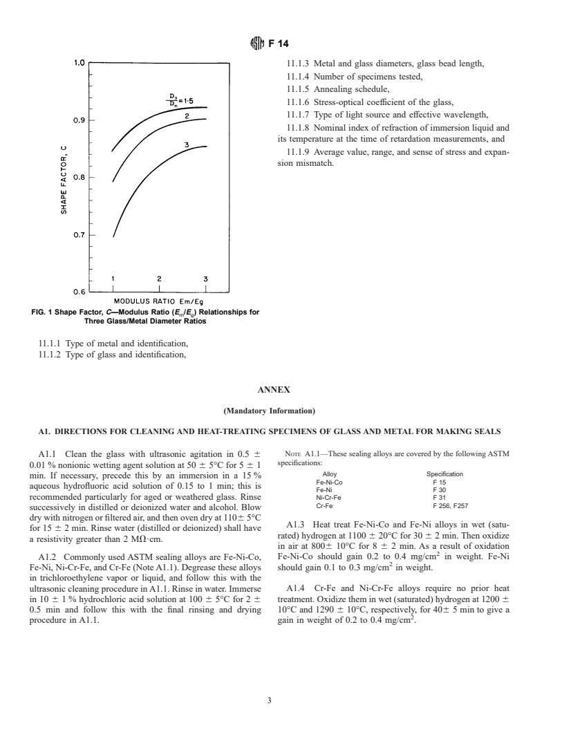 ASTM F14-80(1995)e1 - Standard Practice for Making and Testing Reference Glass-Metal Bead-Seal