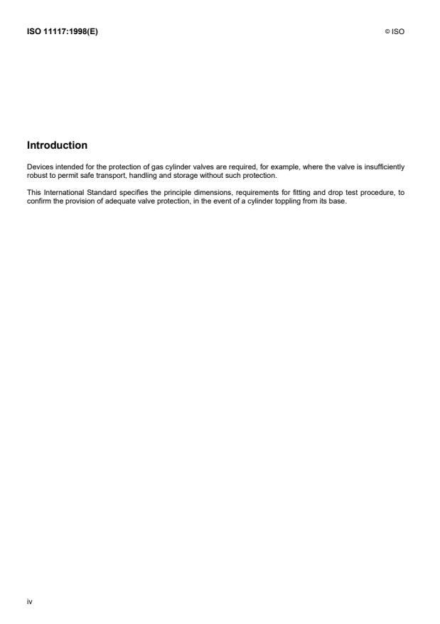 ISO 11117:1998 ISO 11117:1998 - Gas cylinders -- Valve protection caps and valve guards for industrial and medical gas cylinders -- Design, construction and tests - Page 4 preview