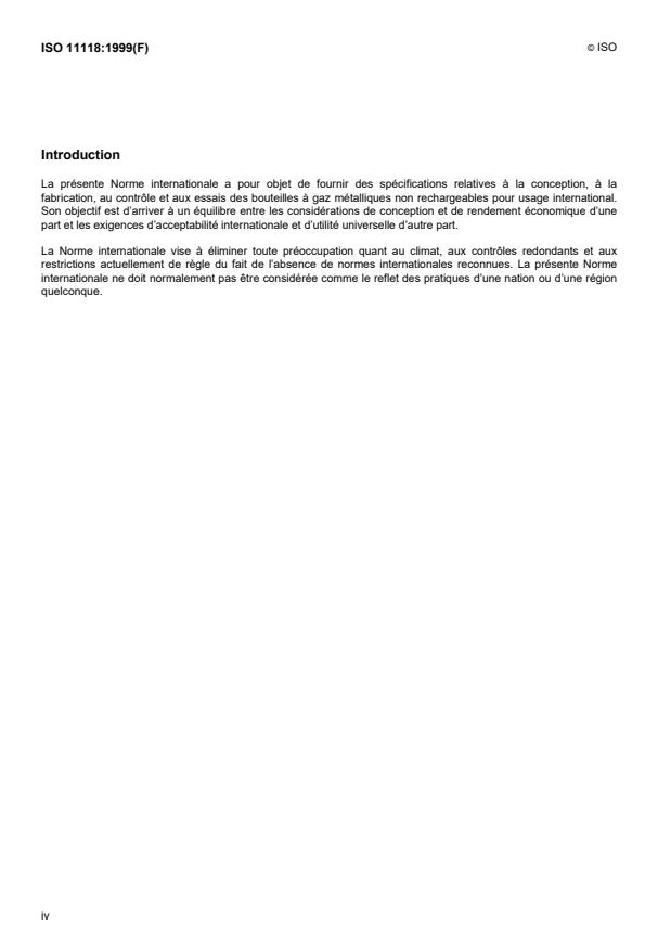 ISO 11118:1999 ISO 11118:1999 - Bouteilles a gaz -- Bouteilles a gaz métalliques non rechargeables -- Spécifications et méthodes d'essai - Page 4 preview