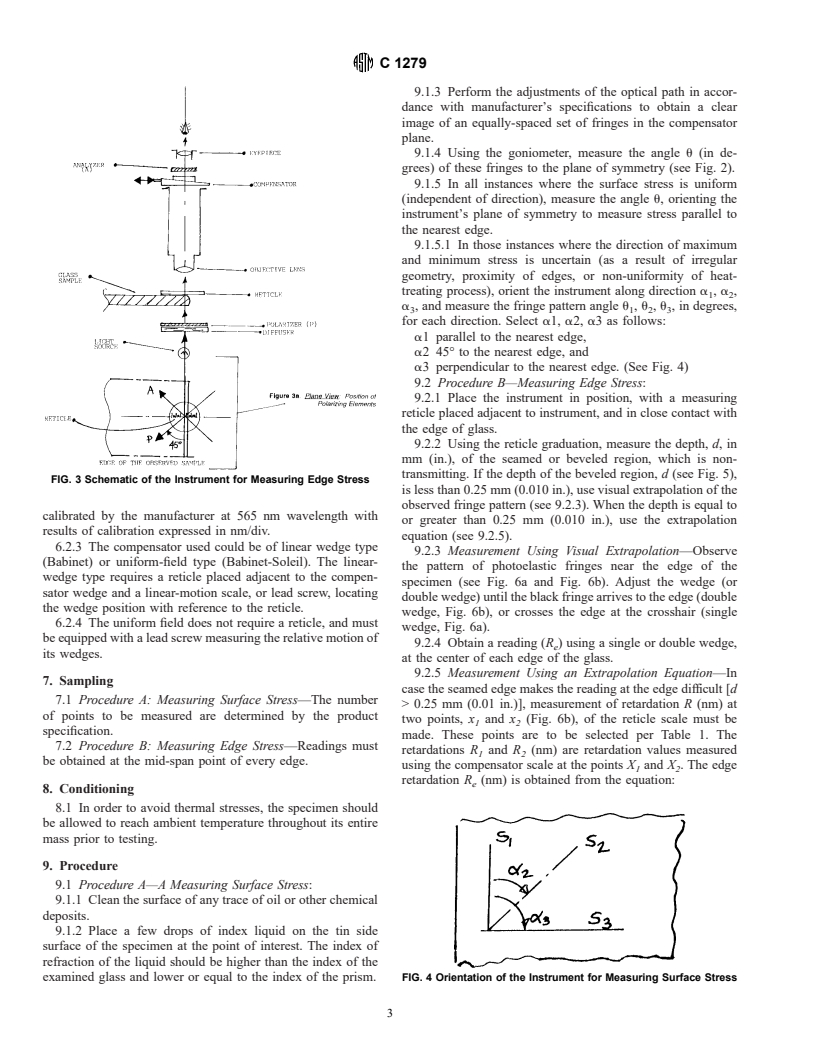 ASTM C1279-94 - Standard Test Method for Non-Destructive Photoelastic Measurement of Edge and Surface Stresses in Annealed, Heat-Strengthened, and Fully Tempered Flat Glass