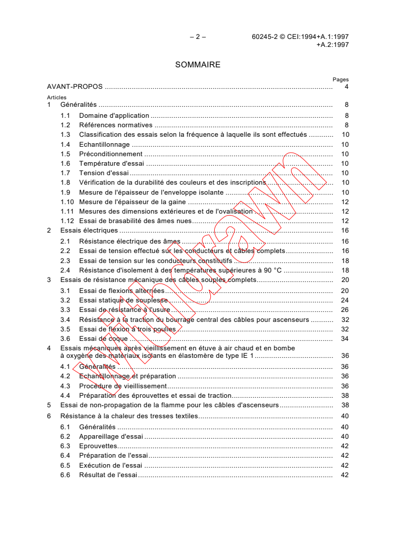 IEC 60245-2:1994 IEC 60245-2:1994+AMD1:1997+AMD2:1997 CSV - Conducteurs et câbles isolés au caoutchouc - Tension assignée au plus égale a 450/750 V - Partie 2: Méthodes d'essais
Released:3/31/1998 - Page 4 preview