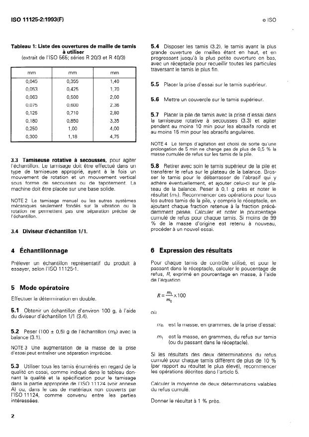 ISO 11125-2:1993 ISO 11125-2:1993 - Préparation des subjectiles d'acier avant application de peintures et de produits assimilés -- Méthodes d'essai pour abrasifs métalliques destinés a la préparation par projection - Page 4 preview