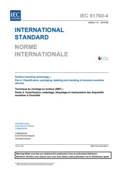 IEC 61760-4:2015 - Surface mounting technology - Part 4: Classification, packaging, labelling and handling of moisture sensitive devices - Page 3 preview