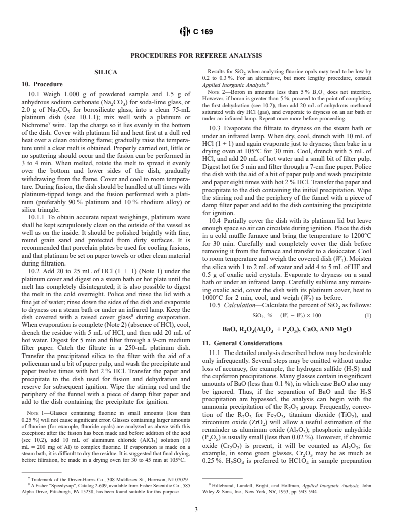 ASTM C169-92(1996) - Standard Test Methods for Chemical Analysis of Soda-Lime and Borosilicate Glass