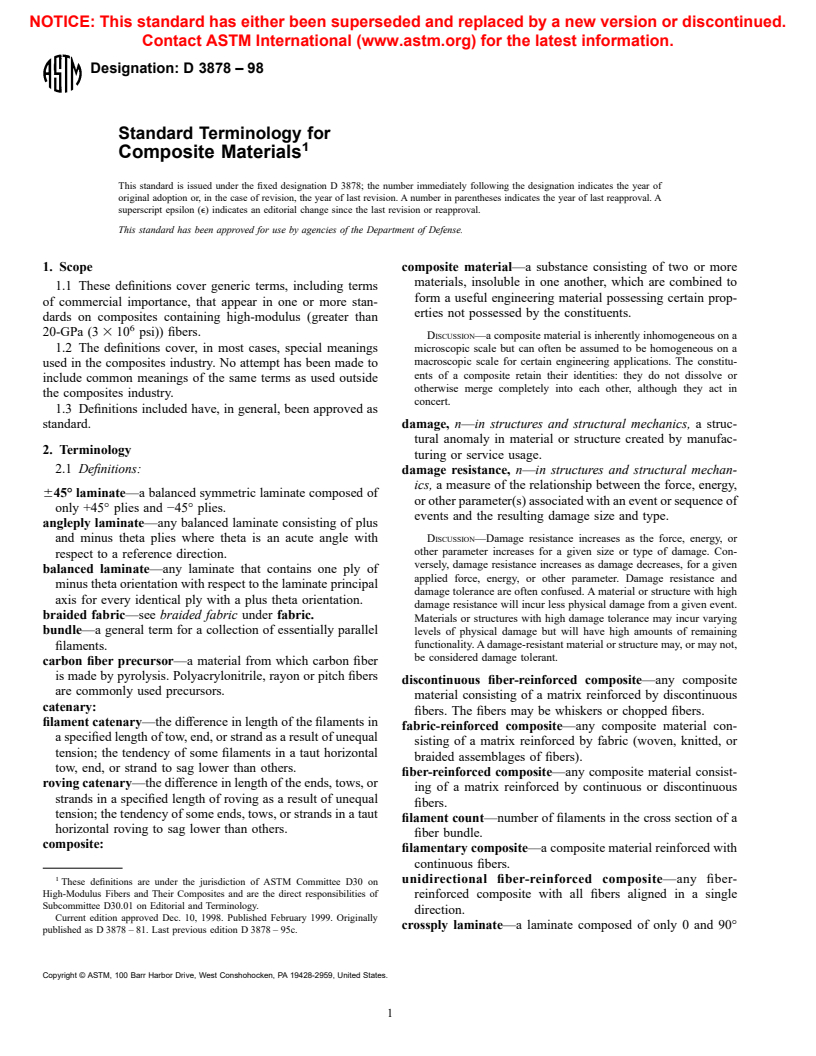 ASTM D3878-98 - Standard Terminology Composite Materials