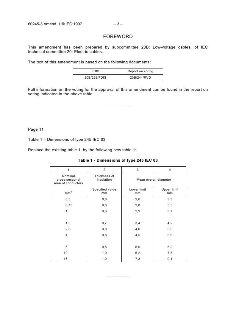IEC 60245-3:1994/AMD1:1997 IEC 60245-3:1994/AMD1:1997 - Amendment 1 - Rubber insulated cables - Rated voltages up to and including 450/750 V - Part 3: Heat resistant silicone insulated cables
Released:6/10/1997 - Page 2 preview