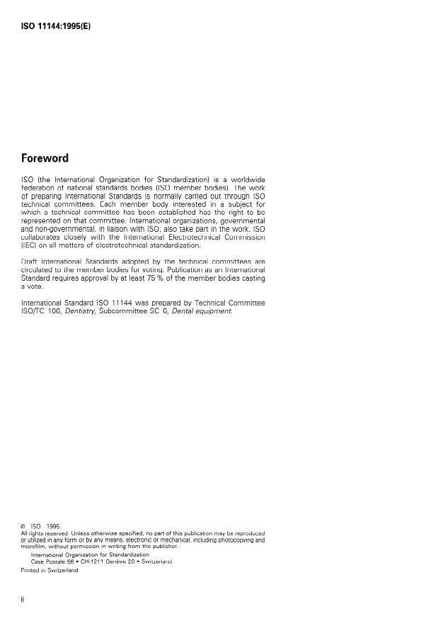 ISO 11144:1995 ISO 11144:1995 - Dental equipment -- Connections for supply and waste lines - Page 2 preview