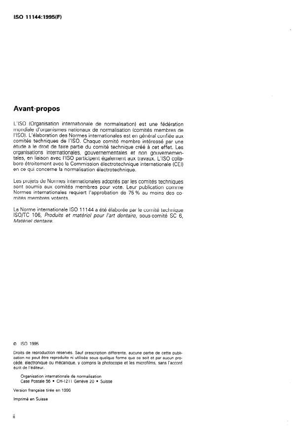 ISO 11144:1995 ISO 11144:1995 - Matériel dentaire -- Raccordements pour lignes d'alimentation et d'évacuation - Page 2 preview
