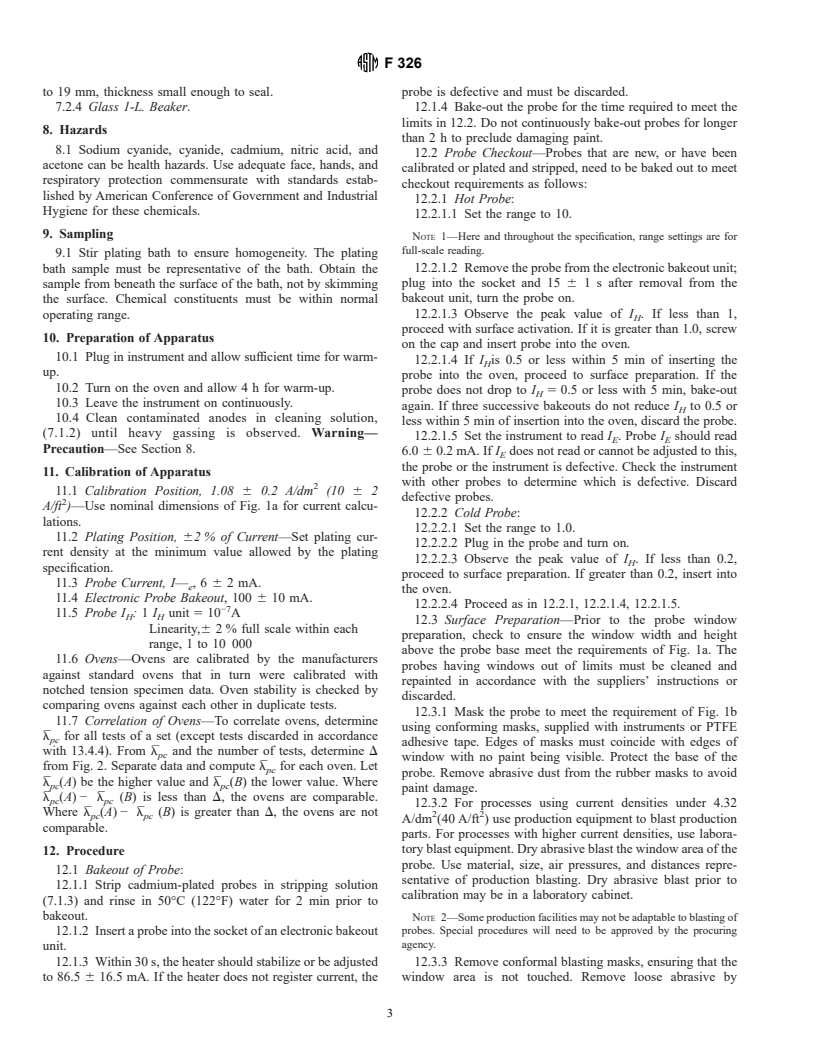 ASTM F326-96 - Standard Test Method for Electronic Measurement for Hydrogen Embrittlement from Cadmium-Electroplating Processes