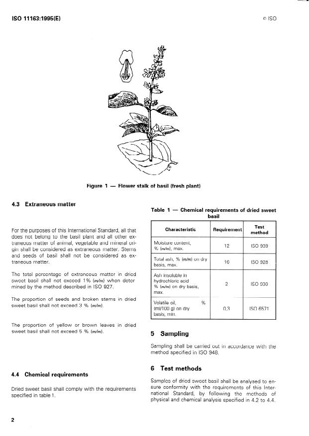 ISO 11163:1995 ISO 11163:1995 - Dried sweet basil (Ocimum basilicum L.) -- Specification - Page 4 preview