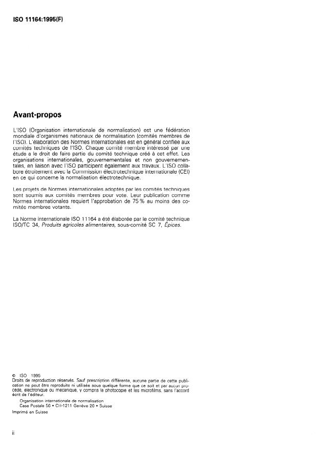 ISO 11164:1995 ISO 11164:1995 - Romarin séché (Rosmarinus officinalis L.) -- Spécifications - Page 2 preview
