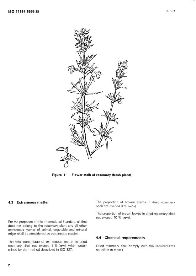ISO 11164:1995 ISO 11164:1995 - Dried rosemary (Rosmarinus officinalis L.) -- Specification - Page 4 preview