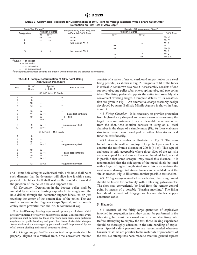 ASTM D2539-93 - Standard Test Method for Shock Sensitivity of Liquid Monopropellants by the Card-Gap Test