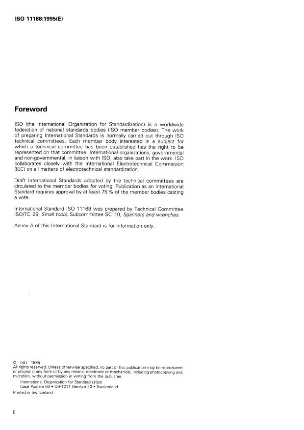 ISO 11168:1995 ISO 11168:1995 - Socket wrenches for spark- and glow-plugs - Page 2 preview