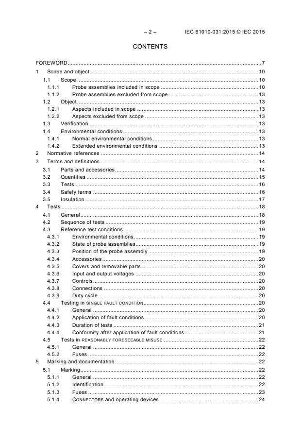 IEC 61010-031:2015 IEC 61010-031:2015 - Safety requirements for electrical equipment for measurement, control and laboratory use - Part 031: Safety requirements for hand-held probe assemblies for electrical measurement and test - Page 4 preview