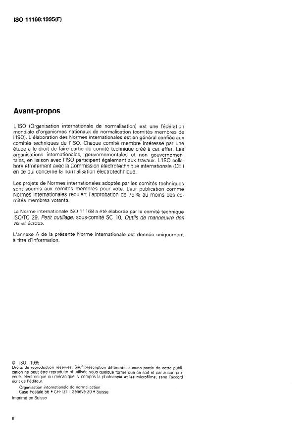 ISO 11168:1995 ISO 11168:1995 - Clés a bougies d'allumage et de préchauffage - Page 2 preview