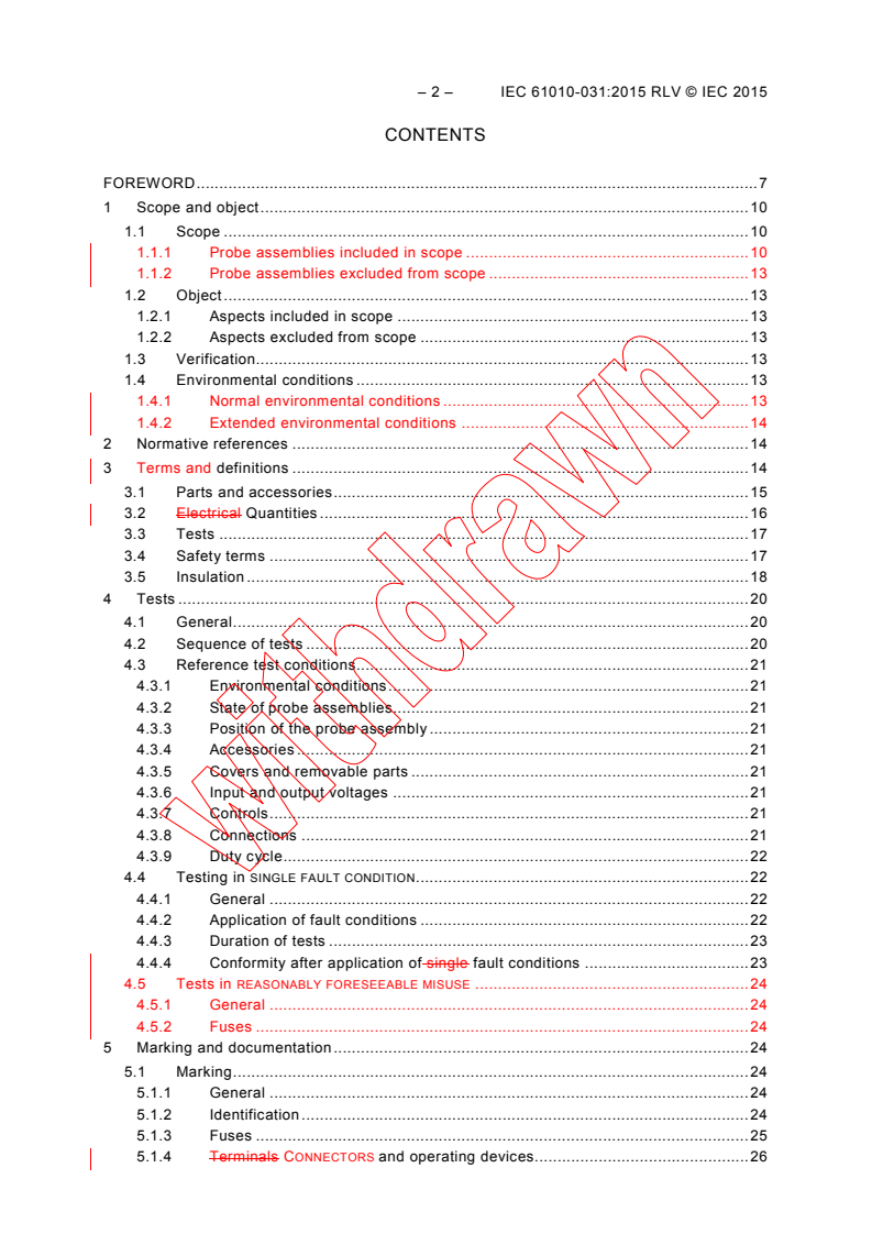 IEC 61010-031:2015 IEC 61010-031:2015 RLV - Safety requirements for electrical equipment for measurement, control and laboratory use - Part 031: Safety requirements for hand-held probe assemblies for electrical measurement and test
Released:5/29/2015
Isbn:9782832227237 - Page 4 preview