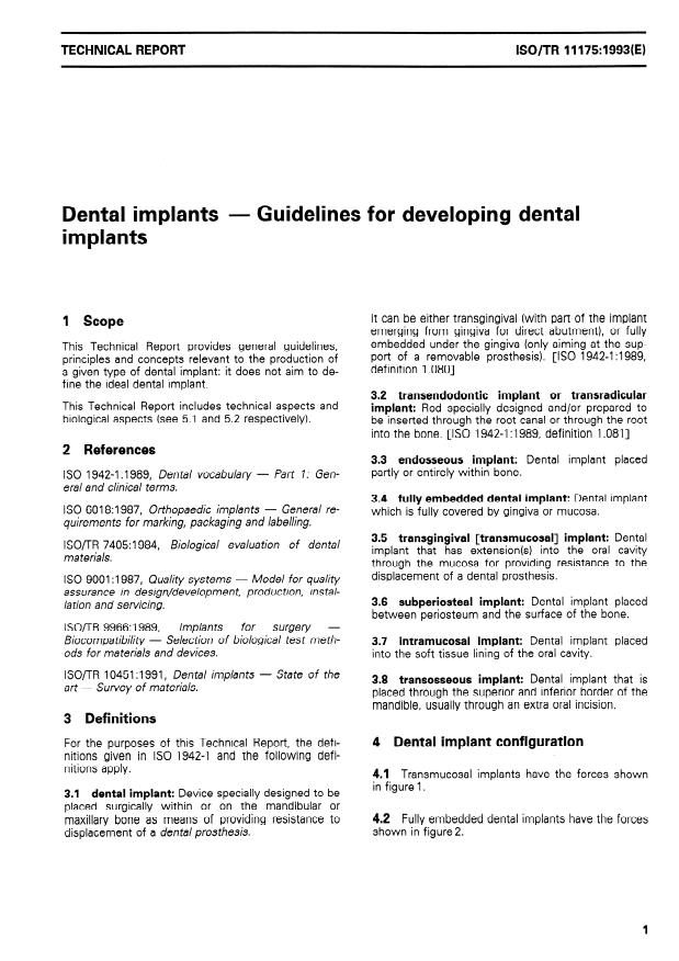 ISO/TR 11175:1993 - Dental implants -- Guidelines for developing dental implants