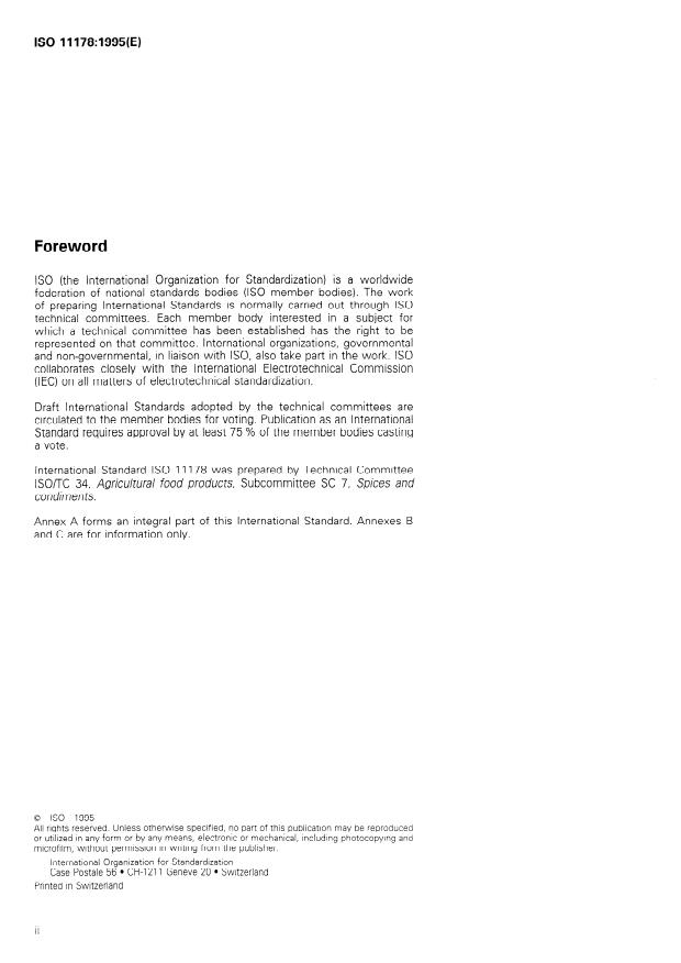 ISO 11178:1995 ISO 11178:1995 - Star anise (Illicium verum Hook. f.) -- Specification - Page 2 preview