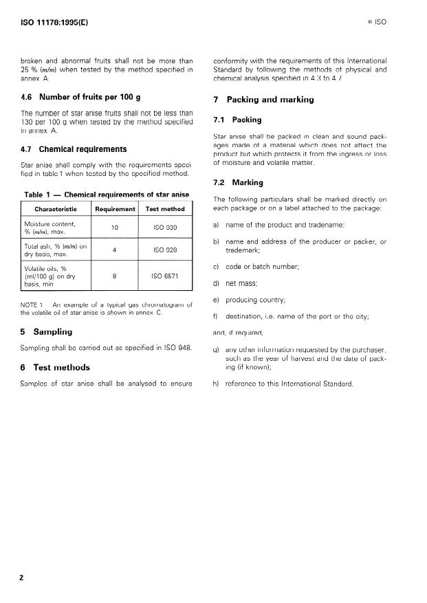 ISO 11178:1995 ISO 11178:1995 - Star anise (Illicium verum Hook. f.) -- Specification - Page 4 preview