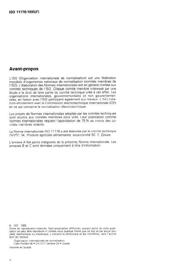 ISO 11178:1995 ISO 11178:1995 - Badiane (Anis étoilé) (Illicium verum Hook. f.) -- Spécifications - Page 2 preview