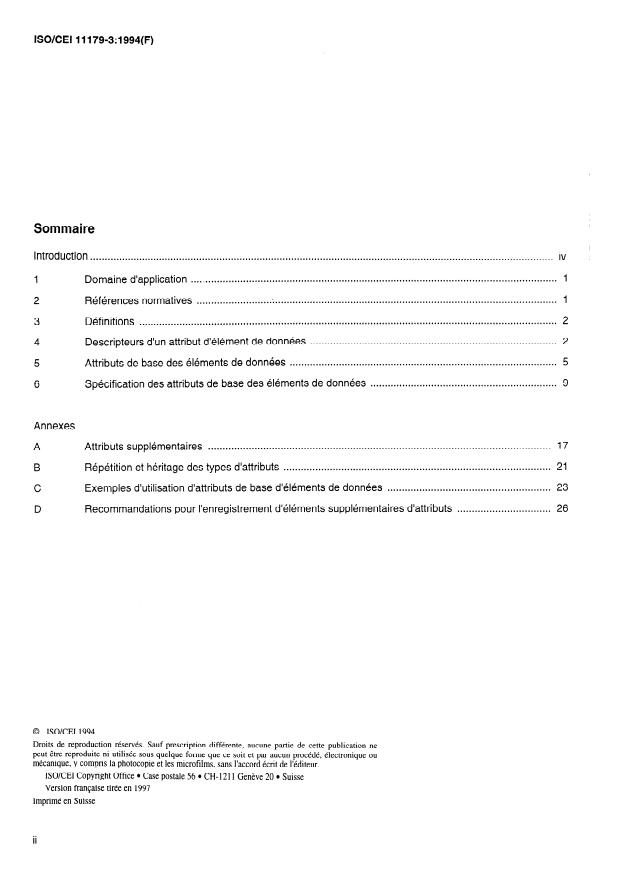 ISO/IEC 11179-3:1994 ISO/IEC 11179-3:1994 - Technologies de l'information -- Spécifications et normalisation des éléments de données - Page 2 preview