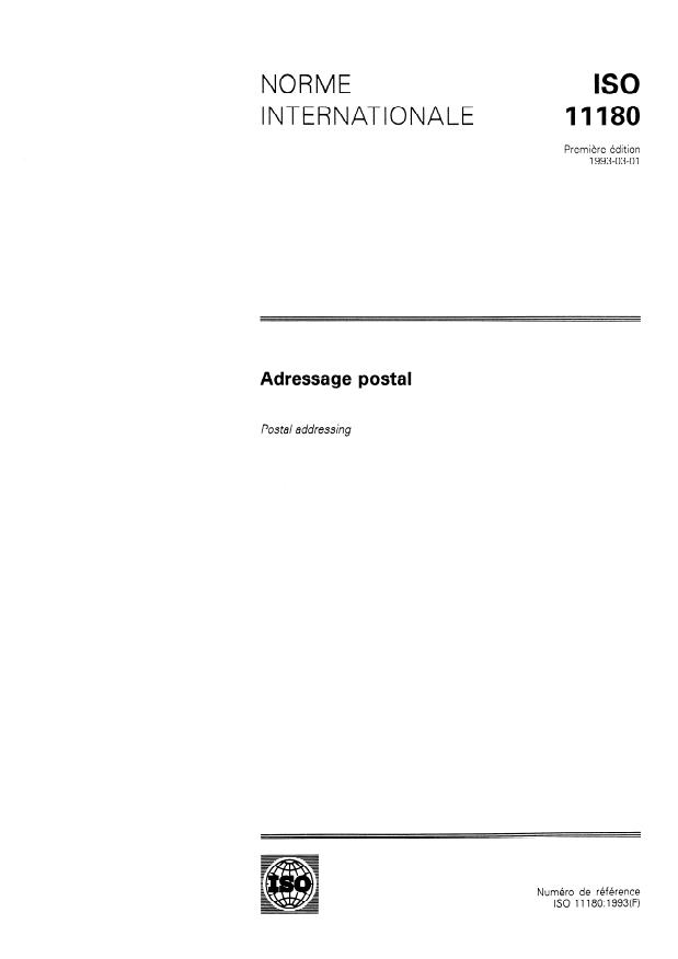 ISO 11180:1993 - Adressage postal