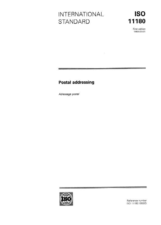 ISO 11180:1993 - Postal addressing