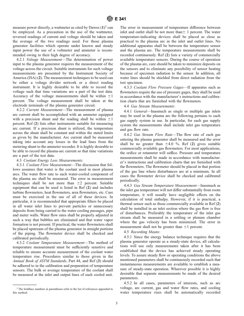 ASTM E341-96 - Standard Practice for Measuring Plasma Arc Gas Enthalpy by Energy Balance