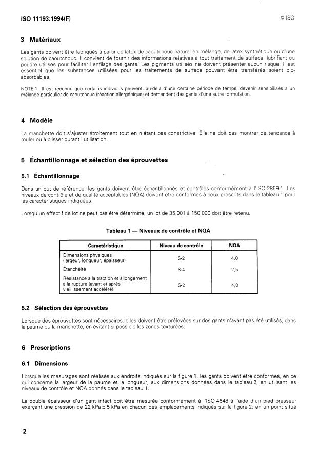 ISO 11193:1994 ISO 11193:1994 - Gants en caoutchouc pour examen, non réutilisables -- Spécification - Page 4 preview