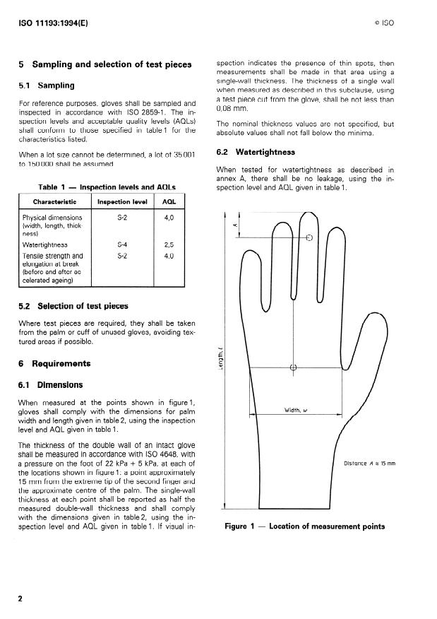 ISO 11193:1994 ISO 11193:1994 - Single-use rubber examination gloves -- Specification - Page 4 preview