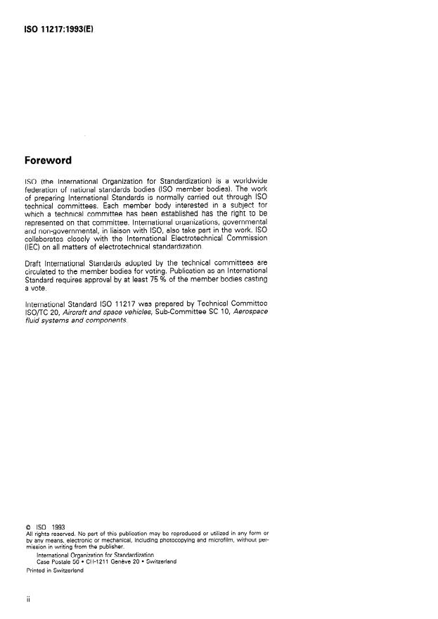 ISO 11217:1993 ISO 11217:1993 - Aerospace -- Hydraulic system fluid contamination -- Location of sampling points and criteria for sampling - Page 2 preview