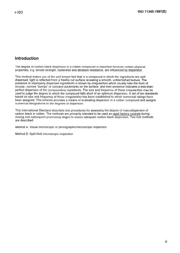 ISO 11345:1997 - Rubber -- Assessment of carbon black dispersion -- Rapid comparative methods