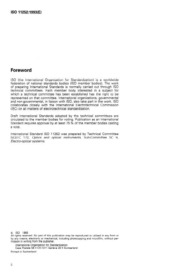 ISO 11252:1993 ISO 11252:1993 - Lasers and laser-related equipment -- Laser device -- Minimum requirements for documentation - Page 2 preview