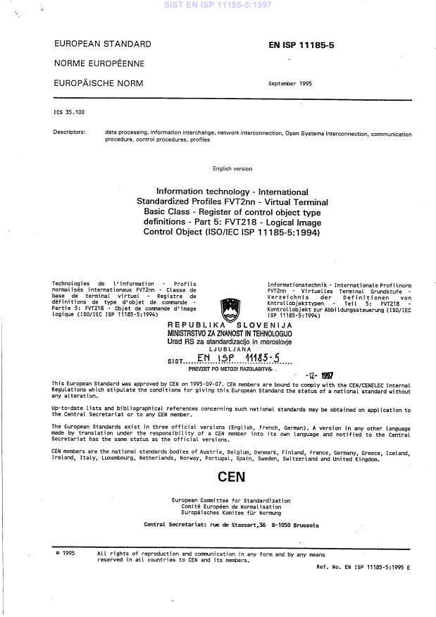 EN ISP 11185-5:1997