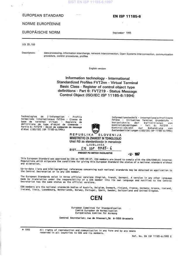 EN ISP 11185-6:1997