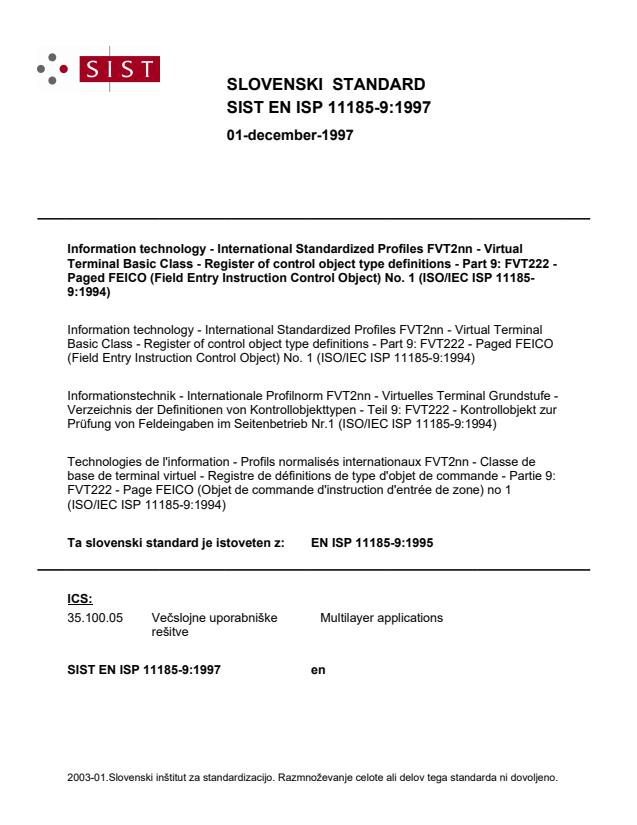 EN ISP 11185-9:1997