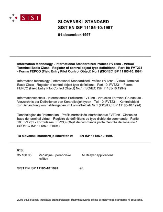 EN ISP 11185-10:1997