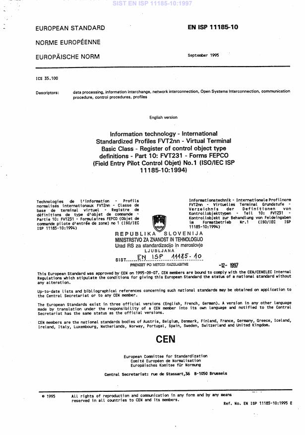 EN ISP 11185-10:1997