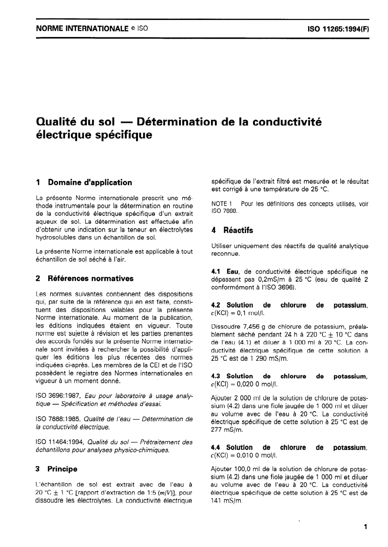 ISO 11265:1994 - Qualité du sol — Détermination de la conductivité électrique spécifique
Released:9/22/1994