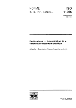 ISO 11265:1994 - Qualité du sol — Détermination de la conductivité électrique spécifique
Released:9/22/1994 - Page 1 preview