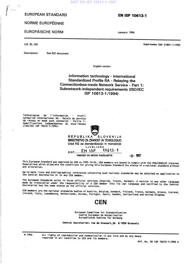 EN ISP 10613-1:1997