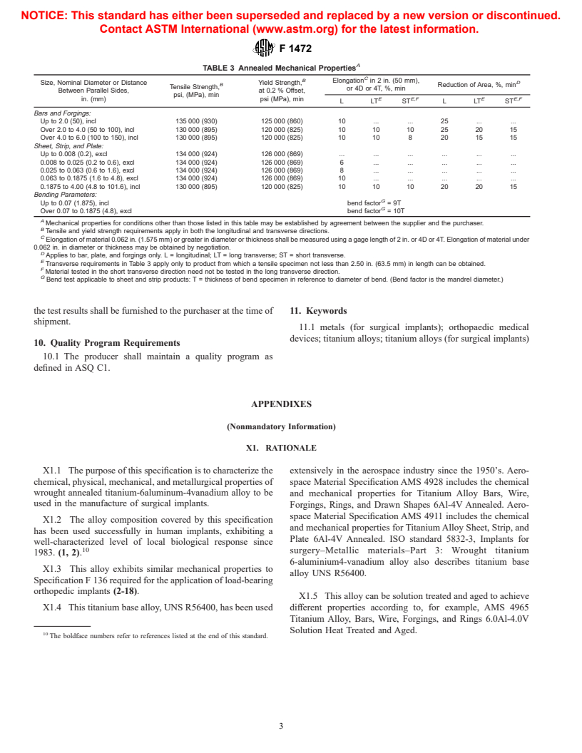 ASTM F1472-02 - Standard Specification for Wrought Titanium -6Aluminum -4Vanadium Alloy for Surgical Implant Applications (UNS R56400)