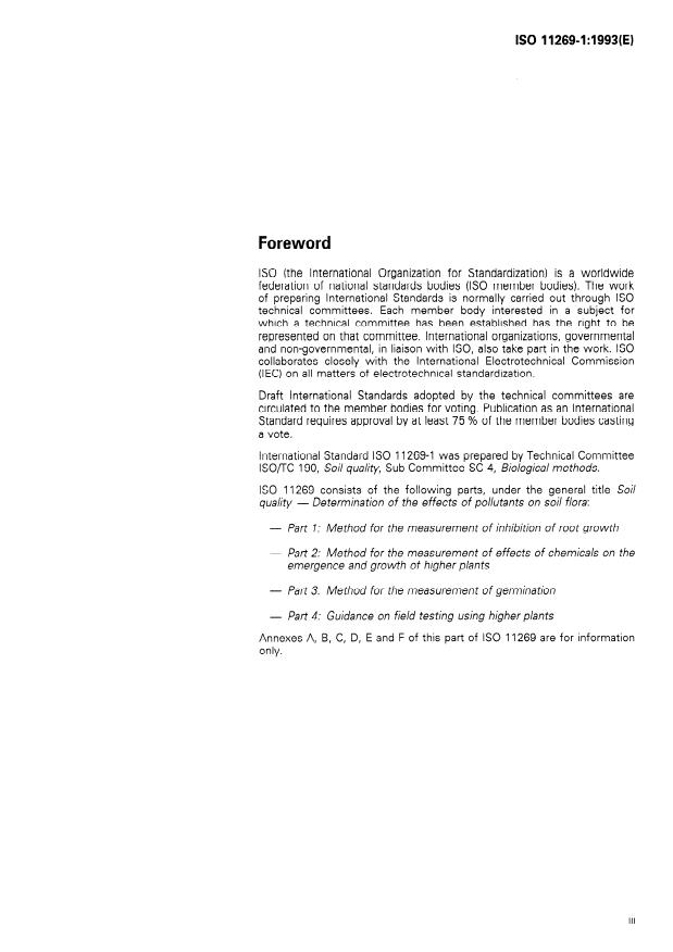 ISO 11269-1:1993 - Soil quality -- Determination of the effects of pollutants on soil flora