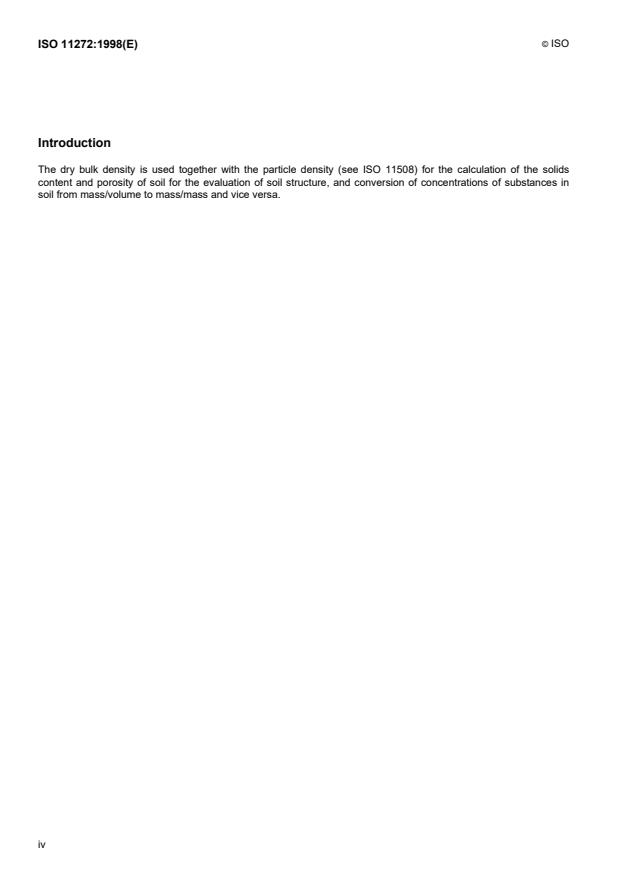 ISO 11272:1998 ISO 11272:1998 - Soil quality -- Determination of dry bulk density - Page 4 preview