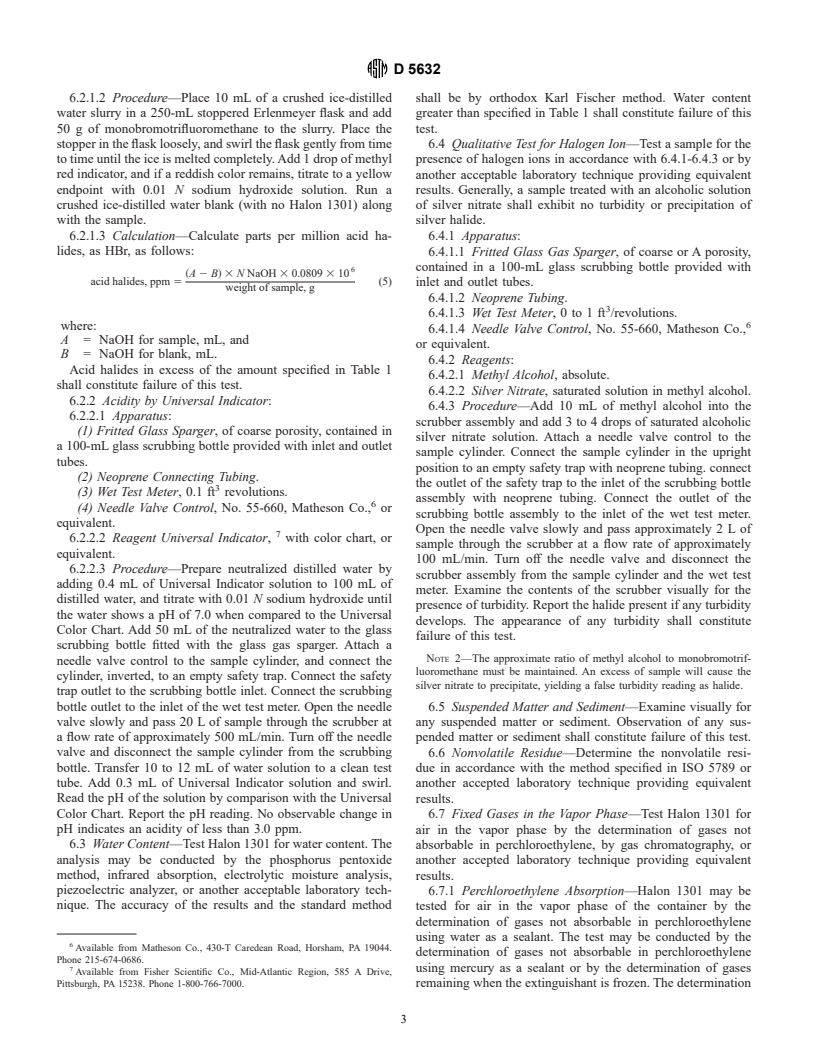 ASTM D5632-95 - Standard Specification for Halon 1301, Bromotrifluoromethane (CF<sub>3</sub>Br)