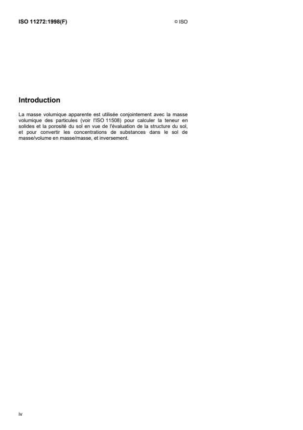 ISO 11272:1998 ISO 11272:1998 - Qualité du sol -- Détermination de la masse volumique apparente seche - Page 4 preview