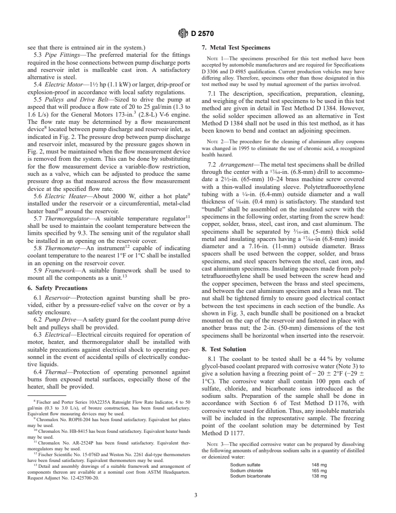 ASTM D2570-96 - Standard Test Method for Simulated Service Corrosion Testing of Engine Coolants